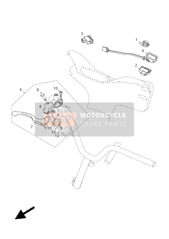 Yamaha YN50FU 2014 HANDSCHALTER & HEBEL für ein 2014 Yamaha YN50FU